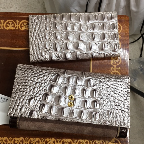 NWT Brahmin Asher Clermont handbag and checkbook Wallet Mauve Pewter Metallic - Picture 9 of 10